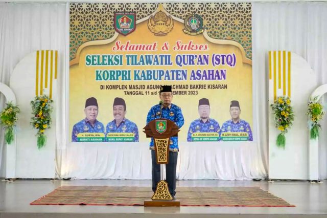 SEKRETARIAT DPRD KABUPATEN ASAHAN MENGHADIRI ACARA PEMBUKAAN SELEKSI TILAWATIL QUR’AN (STQ) KORPRI KABUPATEN ASAHAN